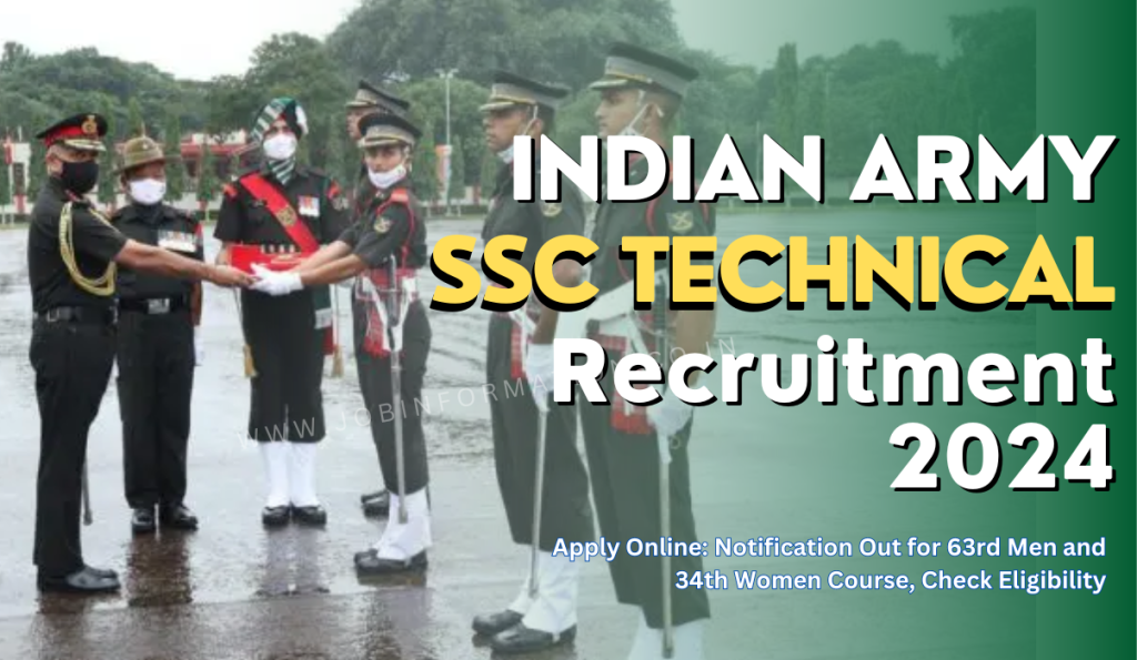 Indian Army SSC Tech Recruitment 2024 Apply Online: Notification Out for 63rd Men and 34th Women Course, Check Eligibility