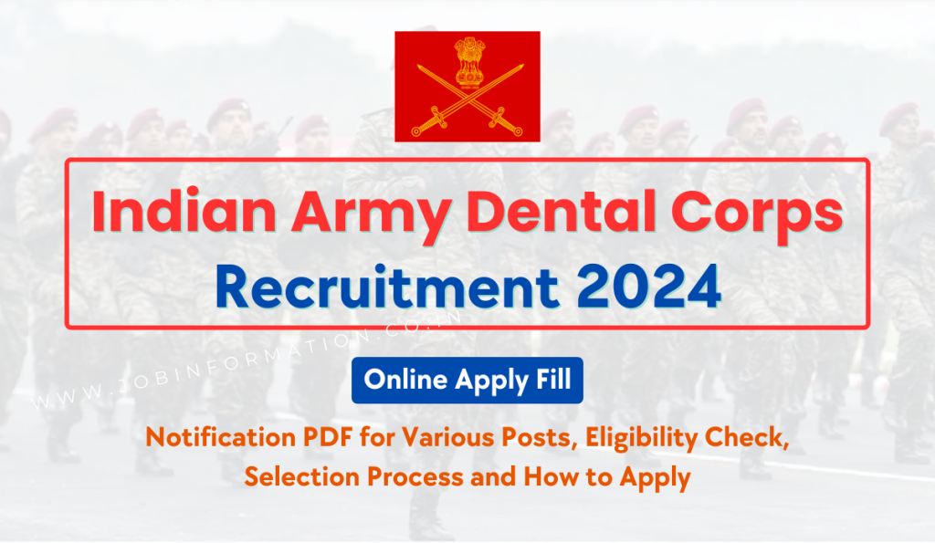 Army Dental Corps Recruitment 2024 Out: Online Form for Various Posts, Eligibility Check, Selection Process and How to Apply