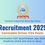 CISF Constable Recruitment 2025: Notice PDF Out for 1124 Post, 10th Passed Apply Online Form