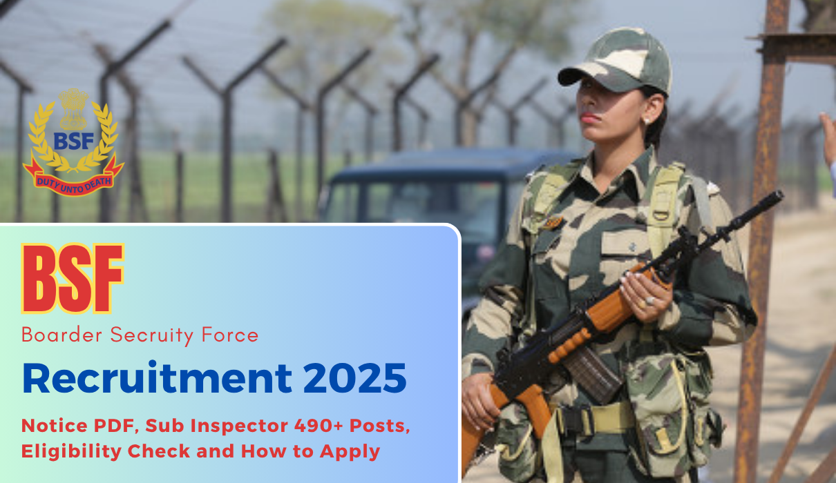 BSF SI Recruitment 2025 New Notice Out for 490+ Posts, Male or Female Apply and Detail Check